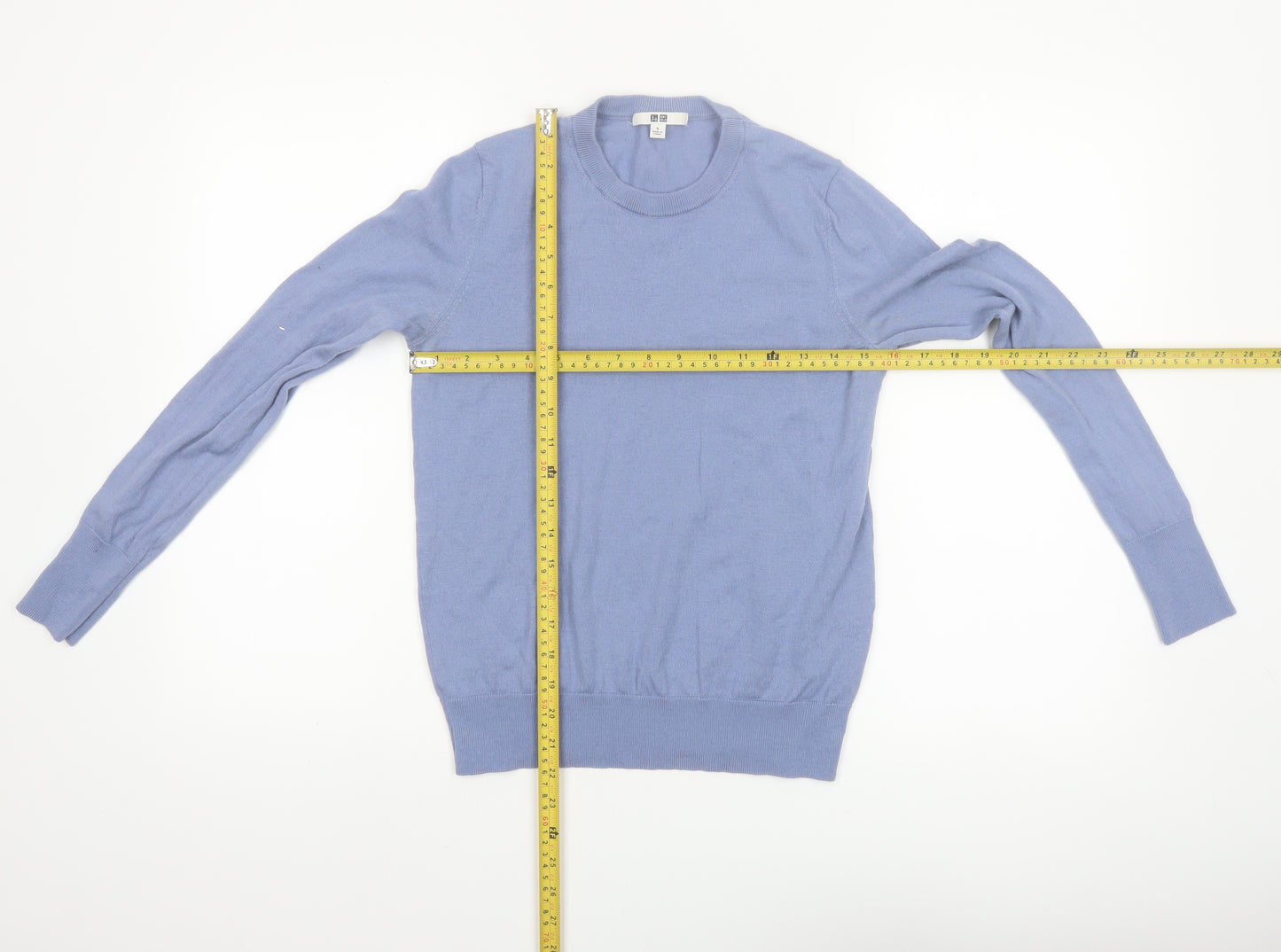 Uniqlo Women Blue Wool Crew Neck Pullover Jumper Size S