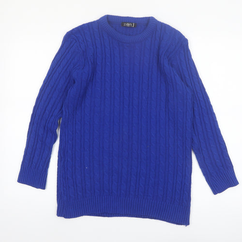 Envy Exclusive Womens Blue Cable-Knit Jumper M/L Acrylic Blend
