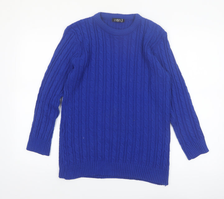 Envy Exclusive Womens Blue Cable-Knit Jumper M/L Acrylic Blend
