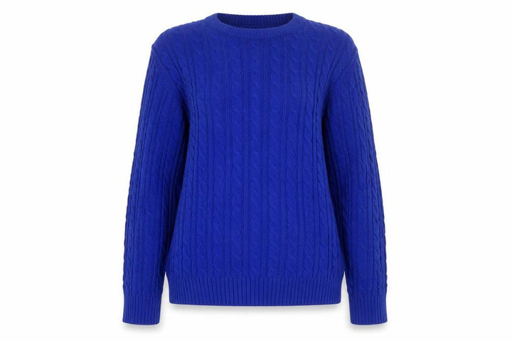 Envy Exclusive Womens Blue Cable-Knit Jumper M/L Acrylic Blend