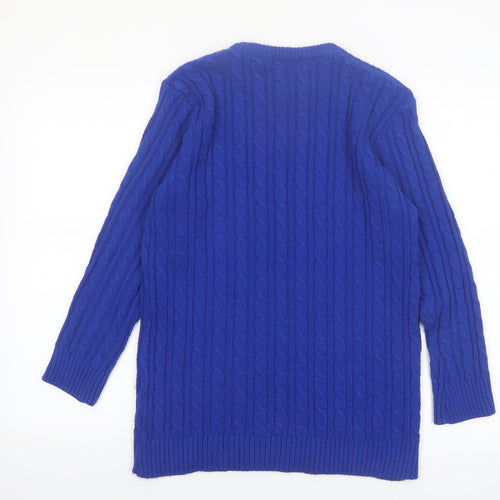 Envy Exclusive Womens Blue Cable-Knit Jumper M/L Acrylic Blend