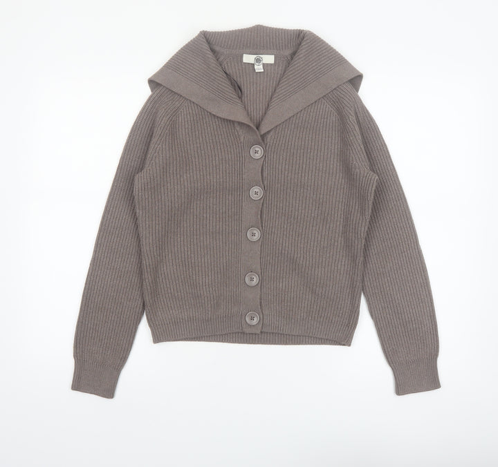 Marks and Spencer Women Brown XS Collared Knit Cardigan