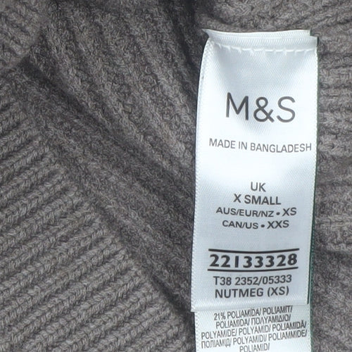 Marks and Spencer Women Brown XS Collared Knit Cardigan