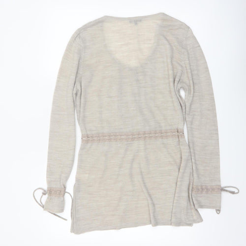Marks and Spencer Per Una Beige Knit Tunic Jumper Womens Size 16 Scoop Neck