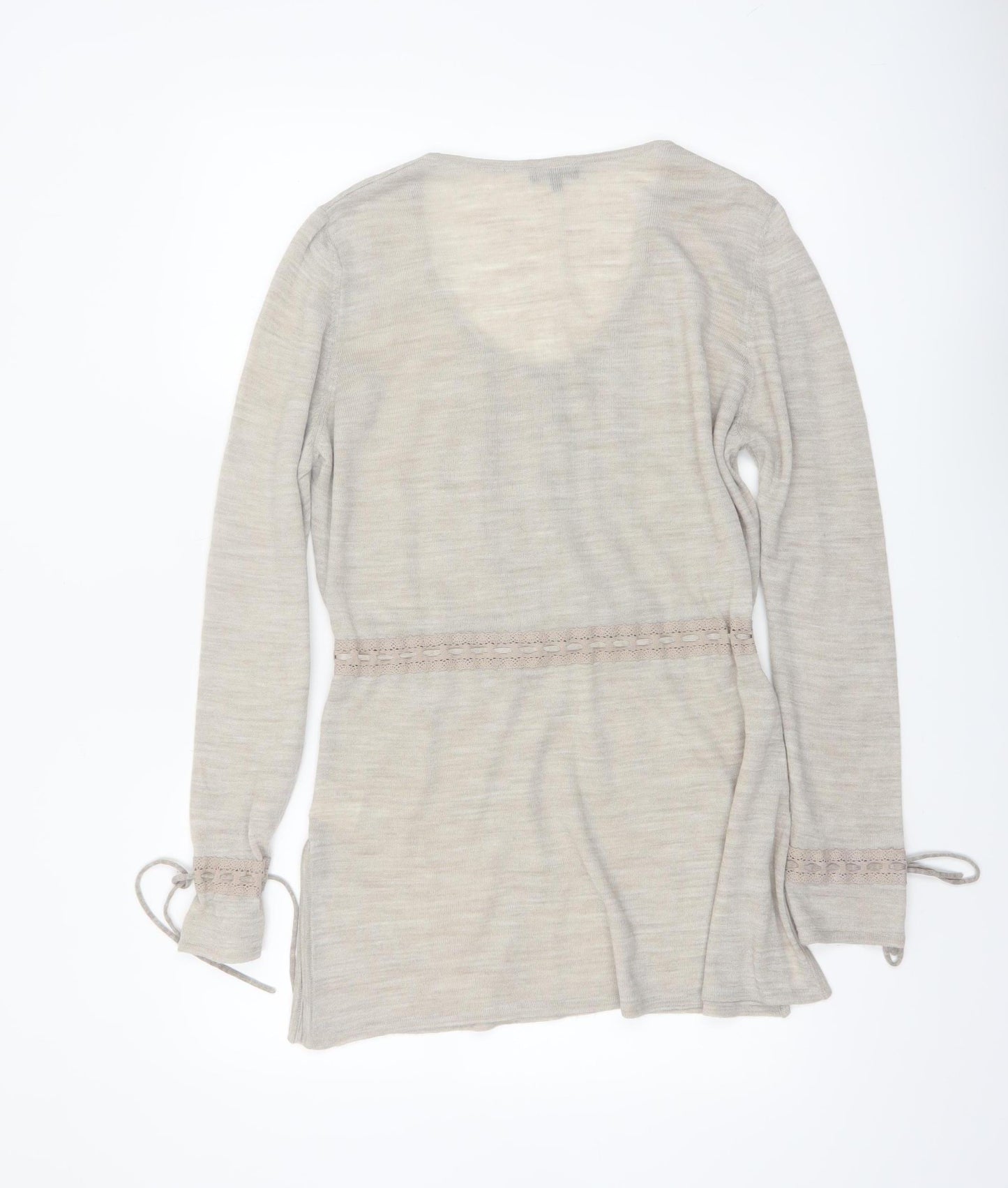 Marks and Spencer Per Una Beige Knit Tunic Jumper Womens Size 16 Scoop Neck