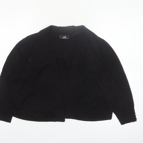 Wallis Women’s Black Knit Open Cardigan L 3/4 Sleeve Lightweight