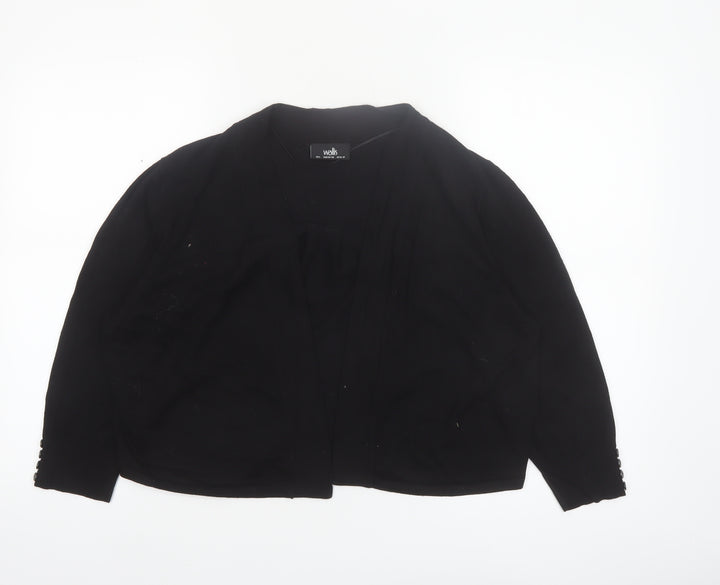 Wallis Women’s Black Knit Open Cardigan L 3/4 Sleeve Lightweight