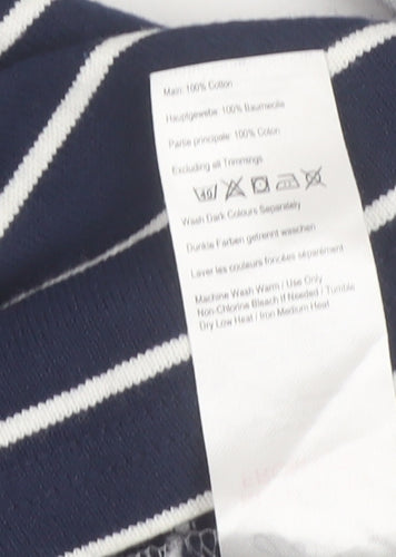 Joules Women Blue Striped Cotton Shift Dress UK 12 3/4 Sleeve Nautical