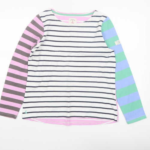 Joules Women’s Multicoloured Striped Long Sleeve Cotton T-Shirt UK 12