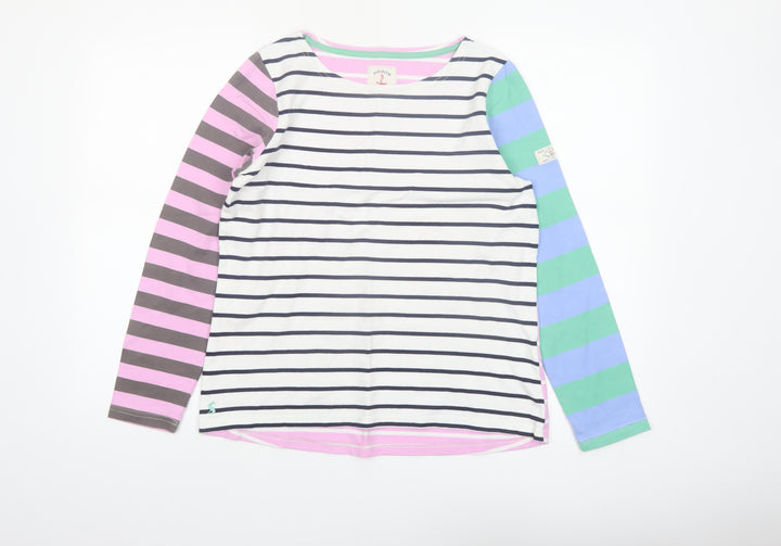 Joules Women’s Multicoloured Striped Long Sleeve Cotton T-Shirt UK 12