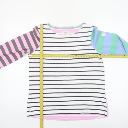 Joules Women’s Multicoloured Striped Long Sleeve Cotton T-Shirt UK 12