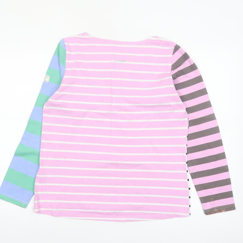 Joules Women’s Multicoloured Striped Long Sleeve Cotton T-Shirt UK 12