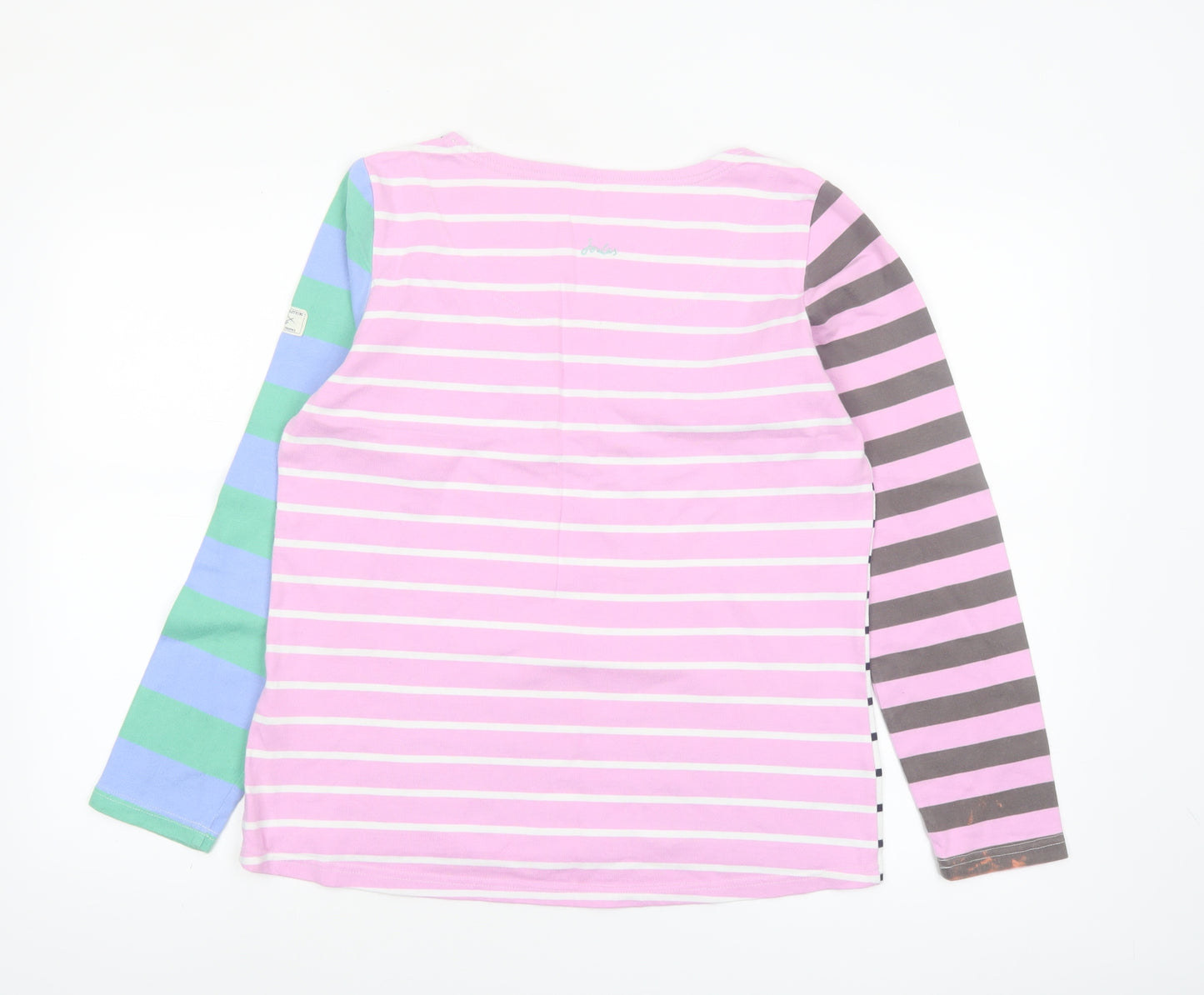 Joules Women’s Multicoloured Striped Long Sleeve Cotton T-Shirt UK 12
