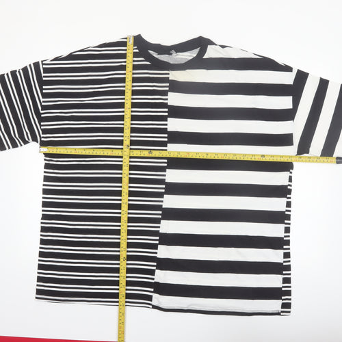 ASOS DESIGN Women Black White Striped Relaxed Cotton T-Shirt Size 18