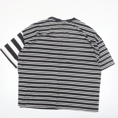 ASOS DESIGN Women Black White Striped Relaxed Cotton T-Shirt Size 18