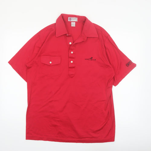 Slazenger Men’s Red Cotton Polo Shirt Size L Golf Sportswear