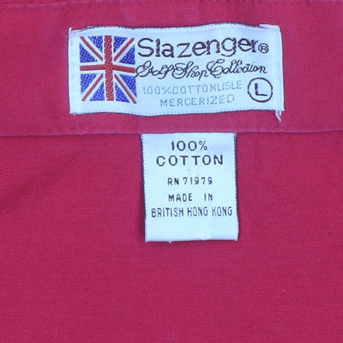 Slazenger Men’s Red Cotton Polo Shirt Size L Golf Sportswear