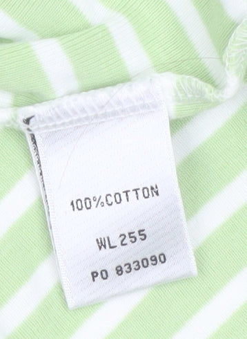 Boden Womens Green White Striped Long Sleeve Cotton T-Shirt Size 14
