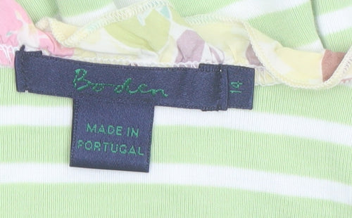 Boden Womens Green White Striped Long Sleeve Cotton T-Shirt Size 14