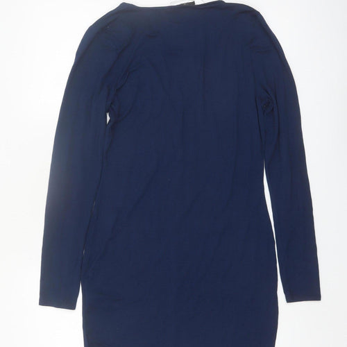 Missguided Women's Blue Size 14 V-Neck Long Sleeve Bodycon Dress