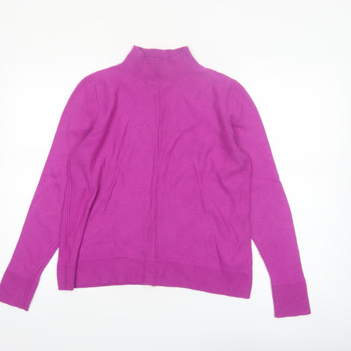 White Stuff Women's Purple Mock Neck Merino Wool Blend Jumper Size 12