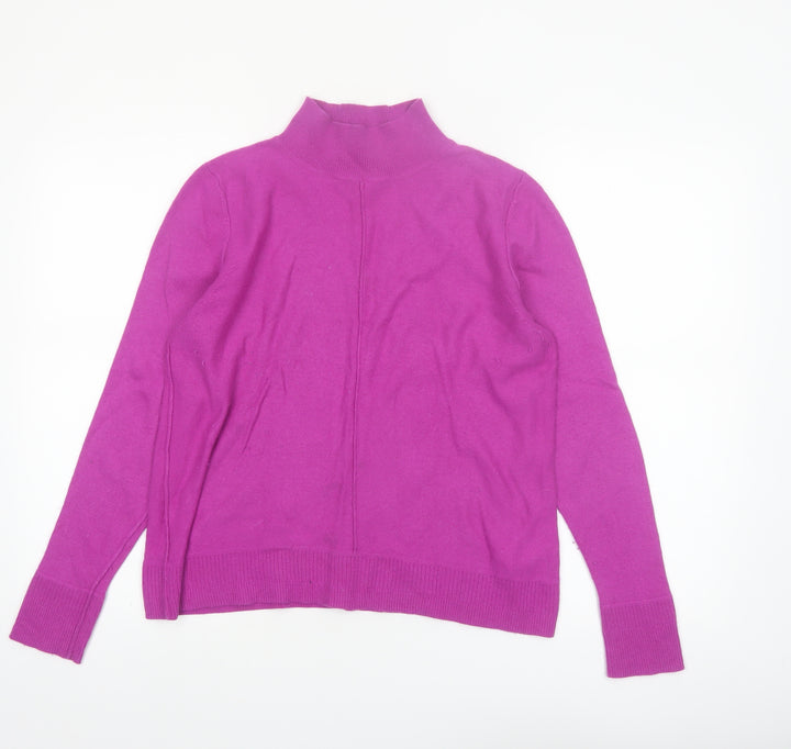 White Stuff Women's Purple Mock Neck Merino Wool Blend Jumper Size 12