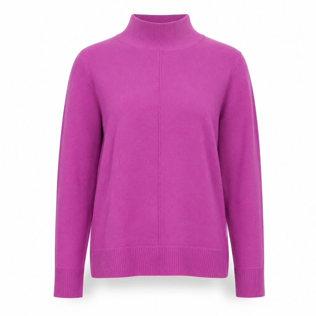 Front view of White Stuff Women's Purple Mock Neck Merino Wool Blend Jumper, size 12