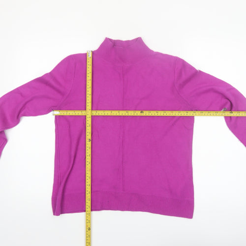 White Stuff Women's Purple Mock Neck Merino Wool Blend Jumper Size 12