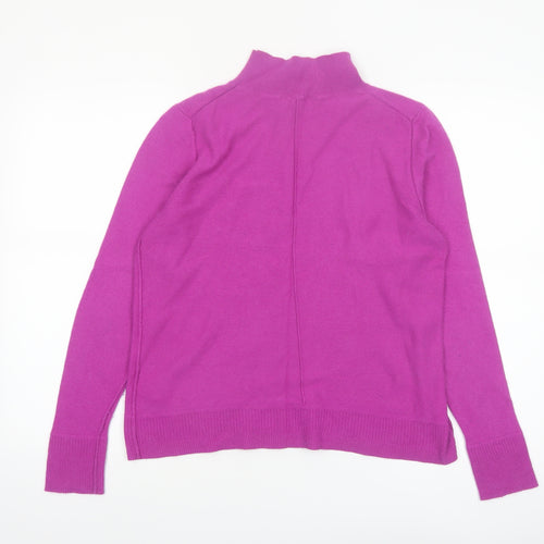 White Stuff Women's Purple Mock Neck Merino Wool Blend Jumper Size 12