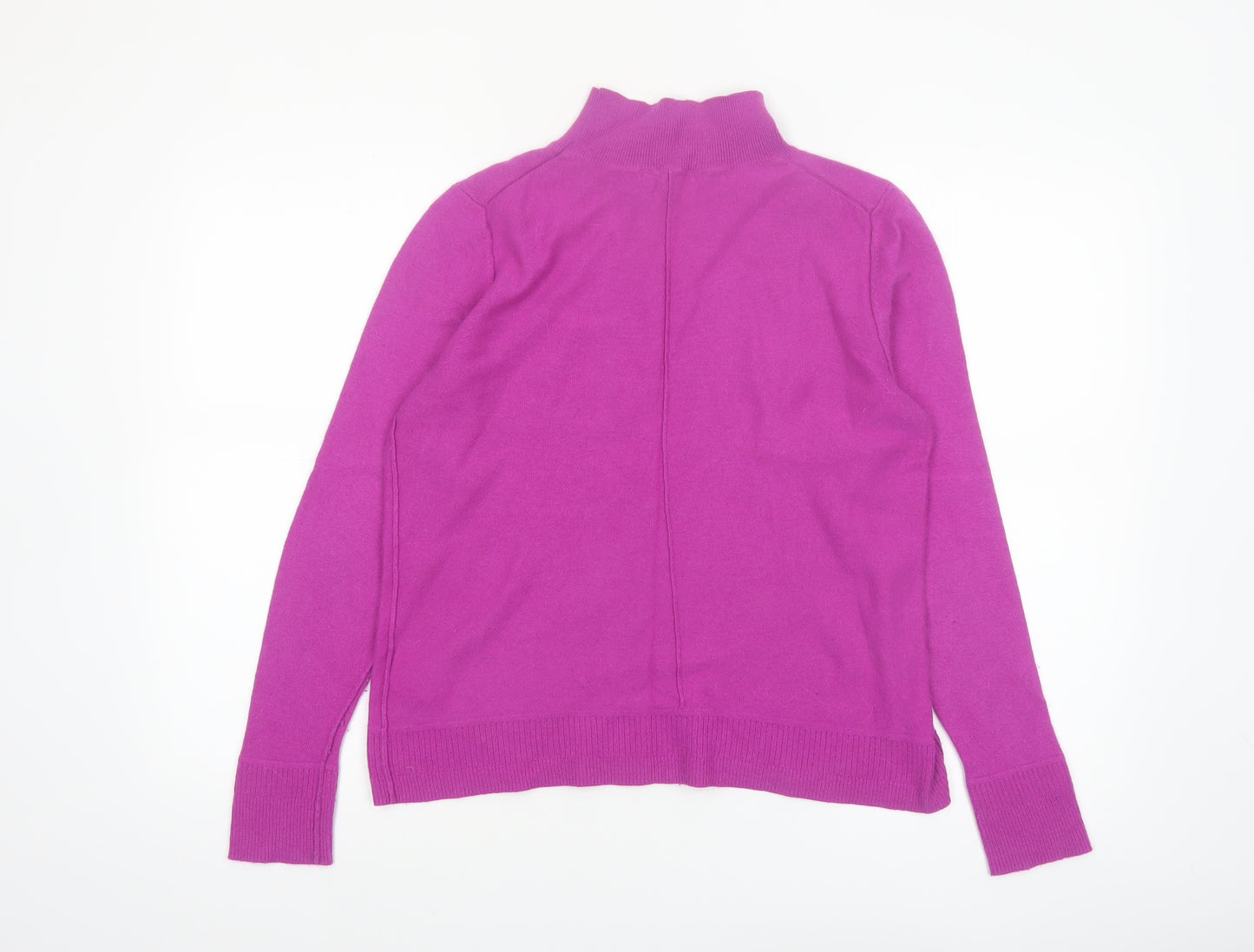White Stuff Women's Purple Mock Neck Merino Wool Blend Jumper Size 12
