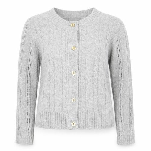 Oliver Bonas Women Grey Cable-Knit Cardigan UK10 Wool Blend