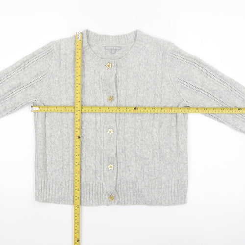 Oliver Bonas Women Grey Cable-Knit Cardigan UK10 Wool Blend