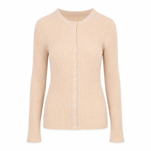 French Connection Womens Beige XS Ribbed Knit Button Cardigan