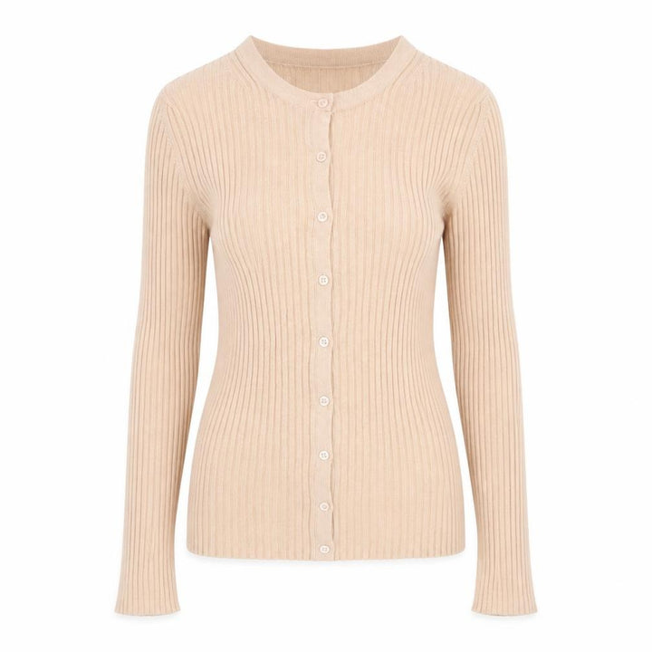 French Connection Womens Beige XS Ribbed Knit Button Cardigan