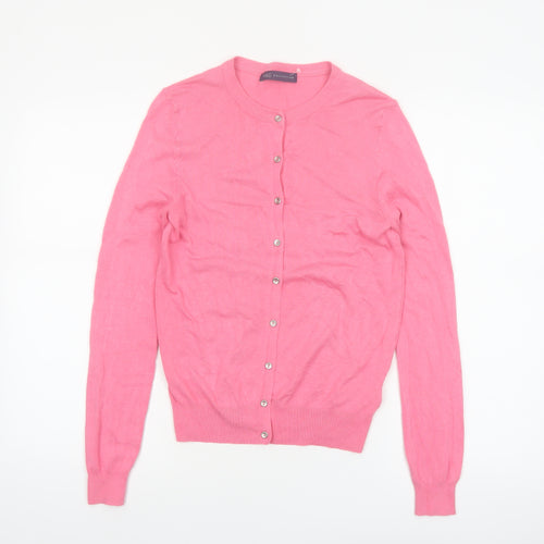Marks and Spencer Womens Pink Size 10 Crew Neck Button Cardigan