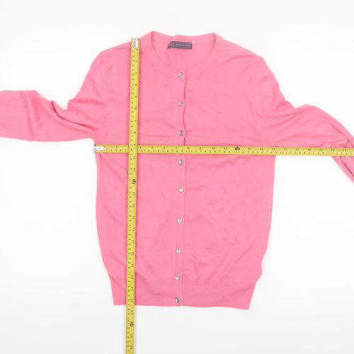 Marks and Spencer Womens Pink Size 10 Crew Neck Button Cardigan
