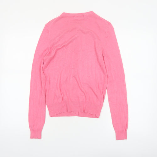 Marks and Spencer Womens Pink Size 10 Crew Neck Button Cardigan