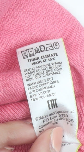 Marks and Spencer Womens Pink Size 10 Crew Neck Button Cardigan
