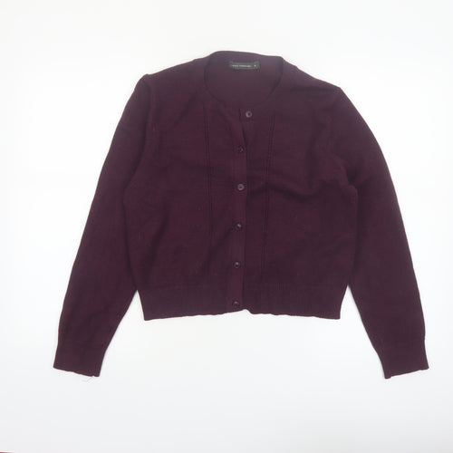 French Connection Women's Purple XL Crew Neck Button Cardigan