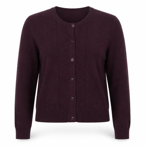 French Connection Women's Purple XL Crew Neck Button Cardigan