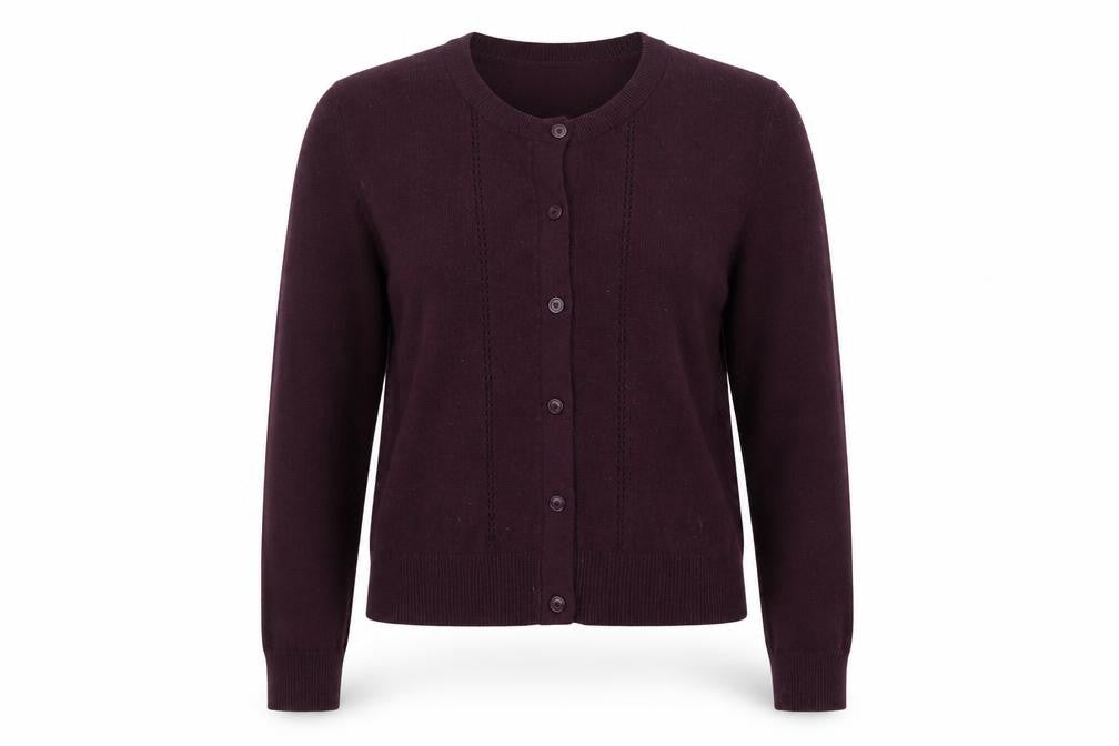 French Connection Women's Purple XL Crew Neck Button Cardigan