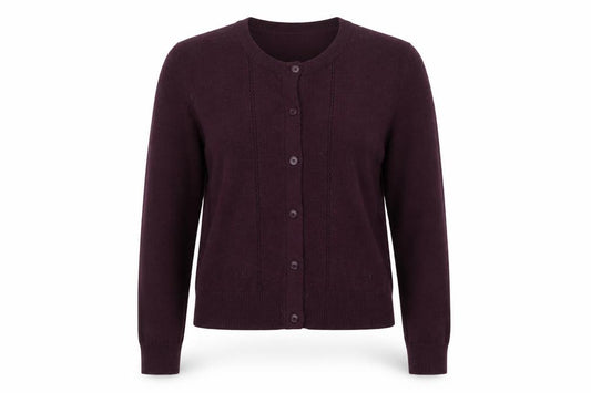 Front view of French Connection Women's Purple XL Crew Neck Button Cardigan