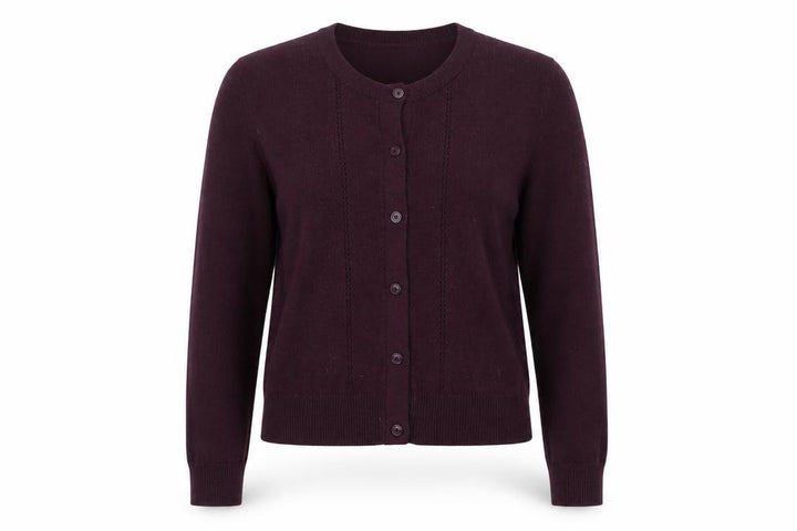 French Connection Women's Purple XL Crew Neck Button Cardigan