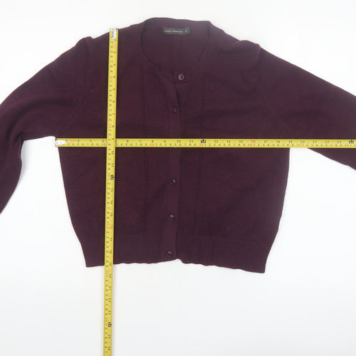 French Connection Women's Purple XL Crew Neck Button Cardigan