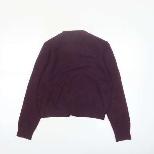 French Connection Women's Purple XL Crew Neck Button Cardigan