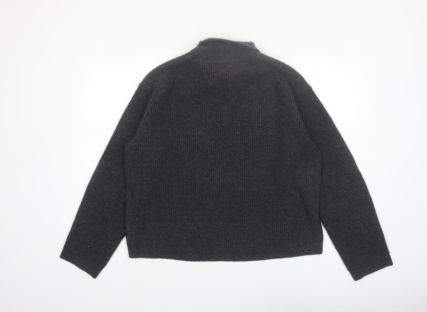 Uniqlo Women Black Roll Neck Ribbed Knit Jumper Size S