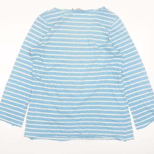 White Stuff Women's Blue Striped Cotton Long Sleeve Tunic Top Size 16