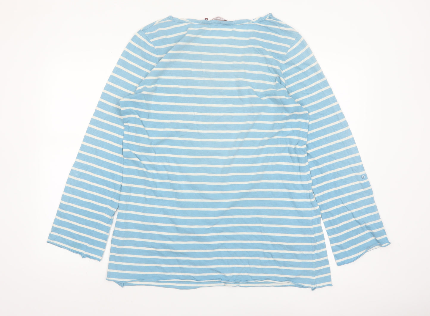 White Stuff Women's Blue Striped Cotton Long Sleeve Tunic Top Size 16