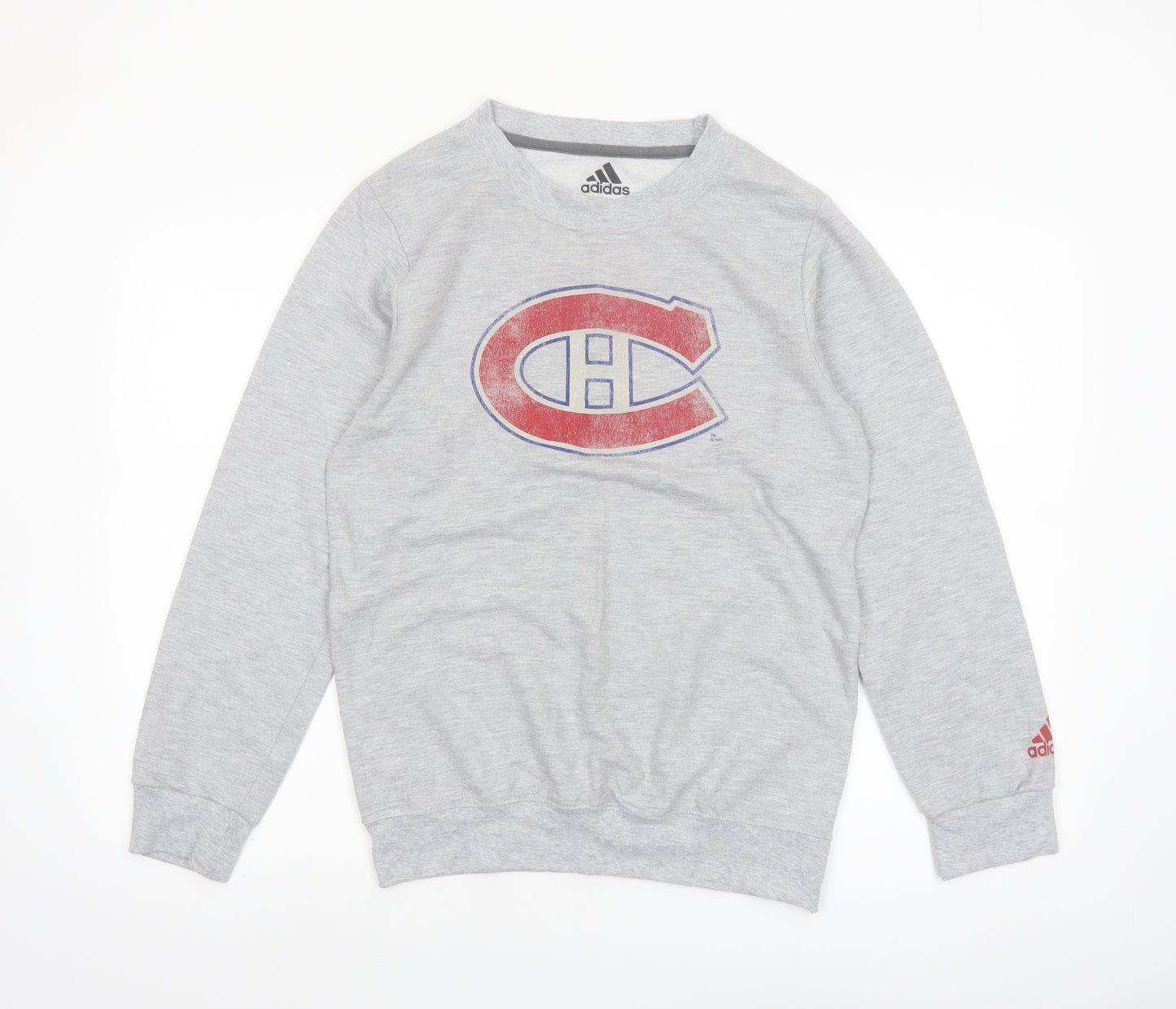 adidas Men’s Grey Graphic Crew Neck Pullover Sweatshirt Size S