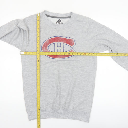 adidas Men’s Grey Graphic Crew Neck Pullover Sweatshirt Size S